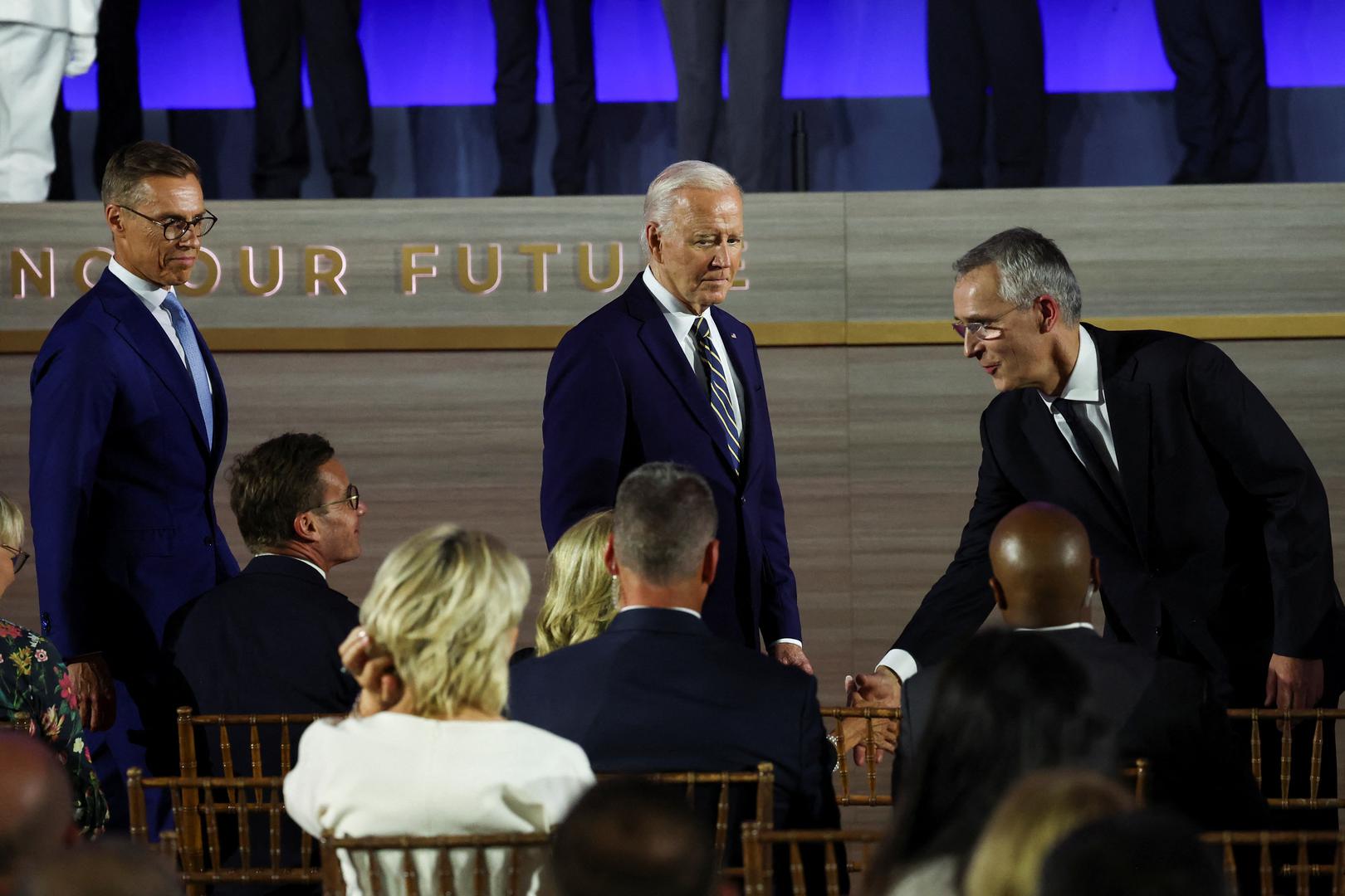 U.S. President Joe Biden, NATO Secretary General Jens Stoltenberg and Finland's President Alexander Stubb attend a NATO event to commemorate the 75th anniversary of the alliance, in Washington, U.S., July 9, 2024. REUTERS/Yves Herman Photo: YVES HERMAN/REUTERS