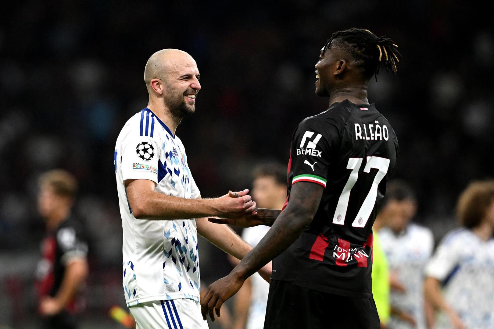 14.09.2022., stadion San Siro, Milano - UEFA Liga prvaka, 2. kolo, skupina E, AC Milan - GNK Dinamo. Josip Misic, Rafael Leao Photo: Marko Lukunic/PIXSELL