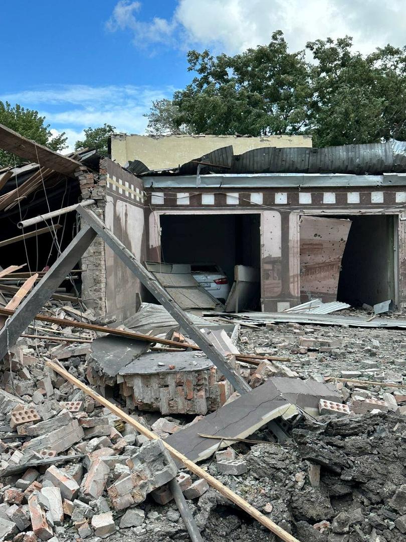 View of the site of the blast in the central of Taganrog, Russia July 28, 2023.  Telegram channel of Vasily Golubev, Governor of the Rostov region/Handout via REUTERS  ATTENTION EDITORS - THIS IMAGE WAS PROVIDED BY A THIRD PARTY. NO RESALES. NO ARCHIVES. MANDATORY CREDIT Photo: VASILY GOLUBEV/REUTERS