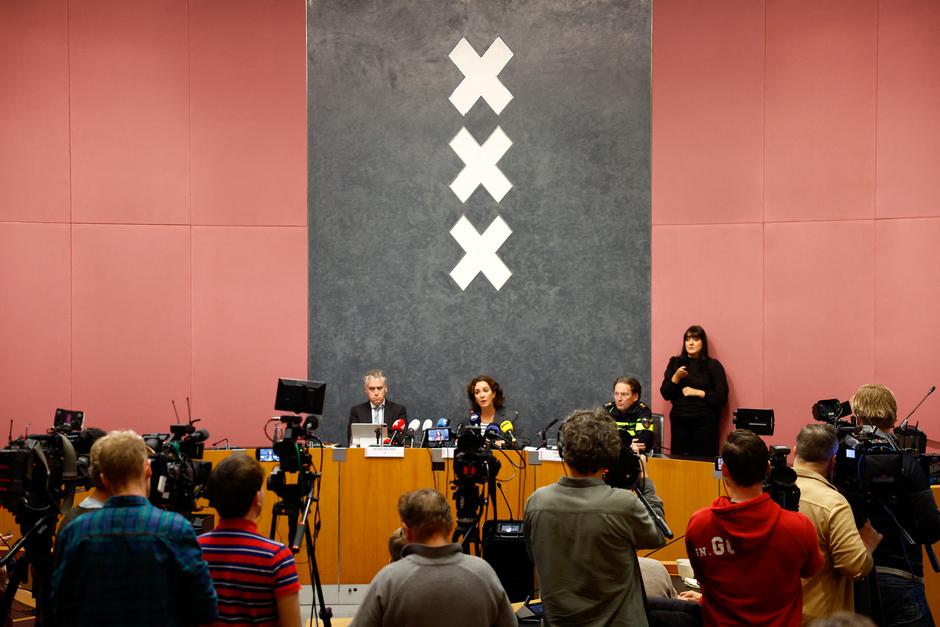 Press conference following the violence targeting fans of an Israeli soccer team, in Amsterdam