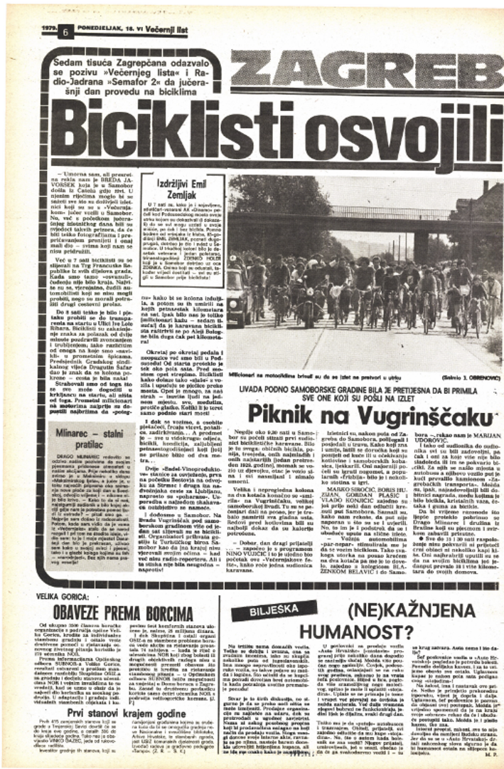 Prva Večernjakova biciklijada održana je sada već davne 1979. godine, a okupila je 7000 sudionika. Iz godine u godinu je rasla pa je tako u sklopu 11. izdanje, 1989., pedaliralo čak 40.000 ljudi. 