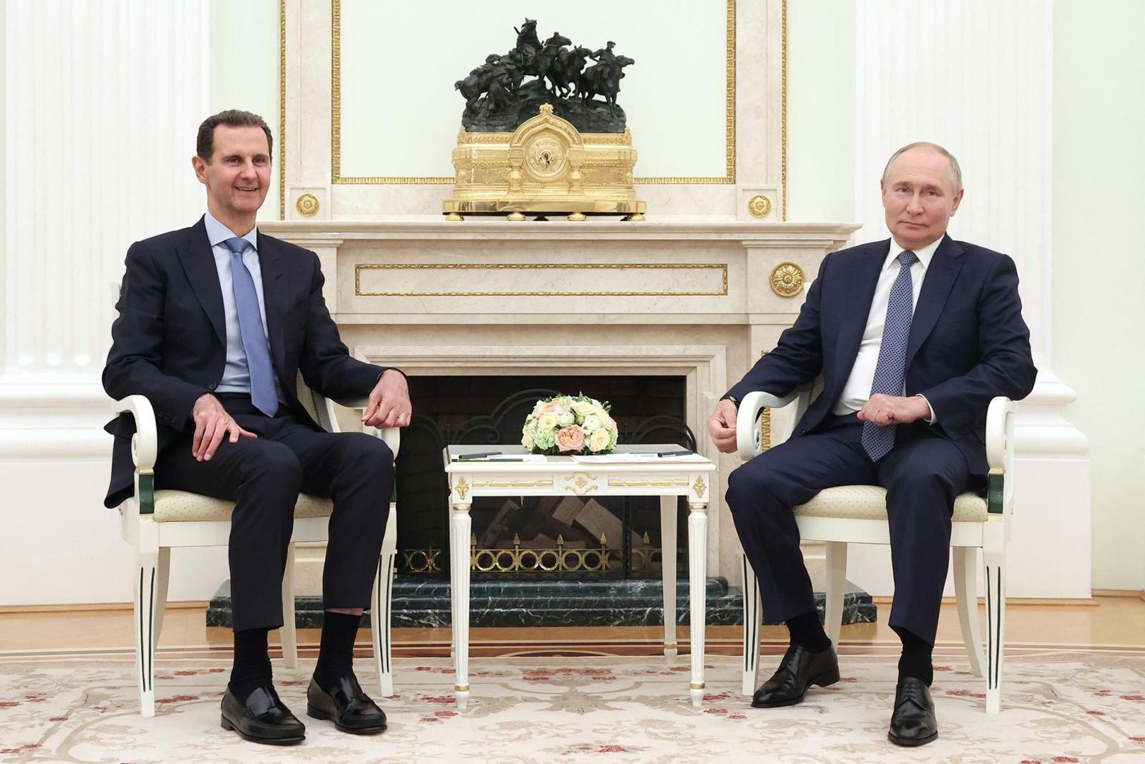 Russian President Vladimir Putin attends a meeting with Syrian President Bashar al-Assad at the Kremlin in Moscow, Russia, July 24, 2024. Sputnik/Valeriy Sharifulin/Pool via REUTERS ATTENTION EDITORS - THIS IMAGE WAS PROVIDED BY A THIRD PARTY. Photo: Valeriy Sharifulin/REUTERS