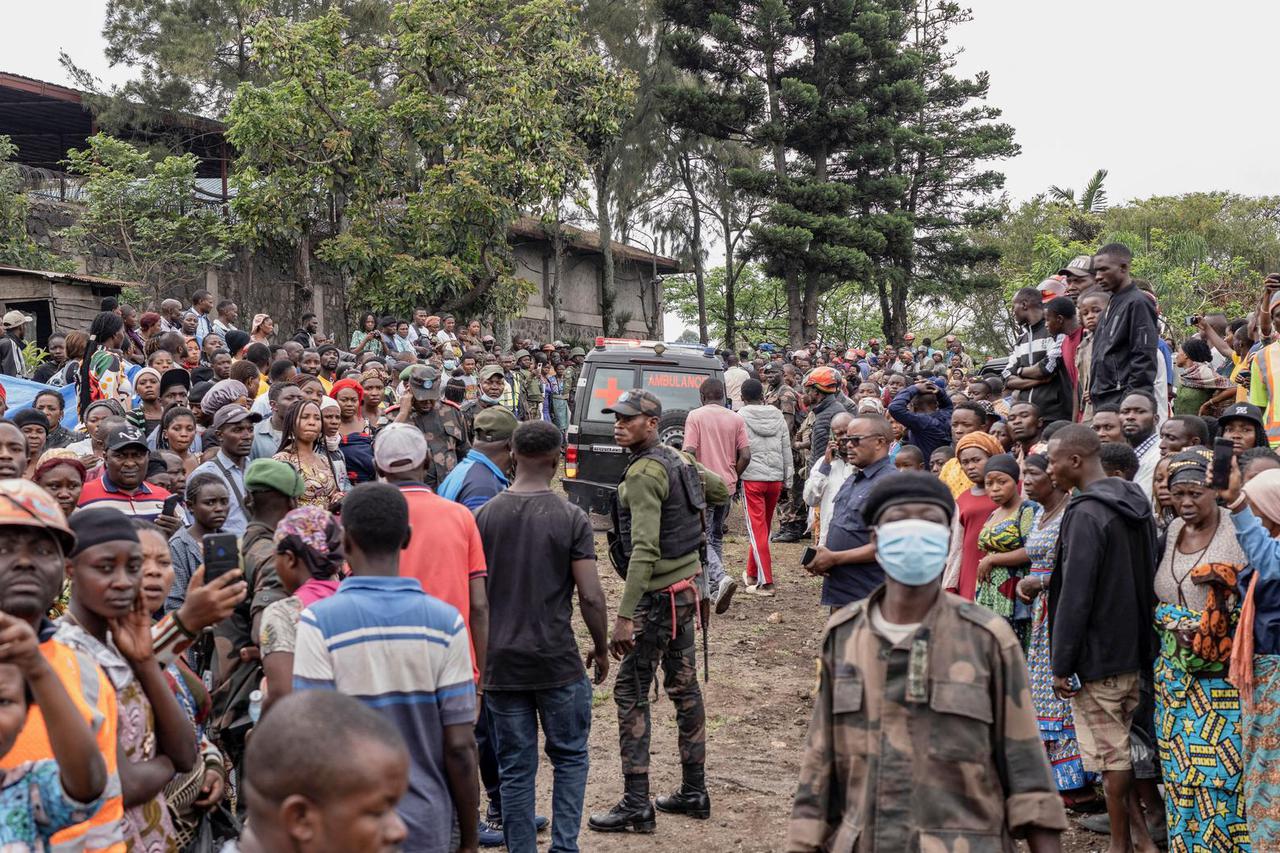 A rescue ambulance drives to the shores of Lake Kivu after a boat ferrying passengers and goods from the Minova villages sank near the Port of Kituku in Goma