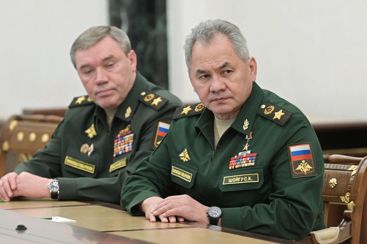 Russian President Vladimir Putin meets with Defence Minister Sergei Shoigu and Chief of the General Staff of Russian Armed Forces Valery Gerasimov in Moscow