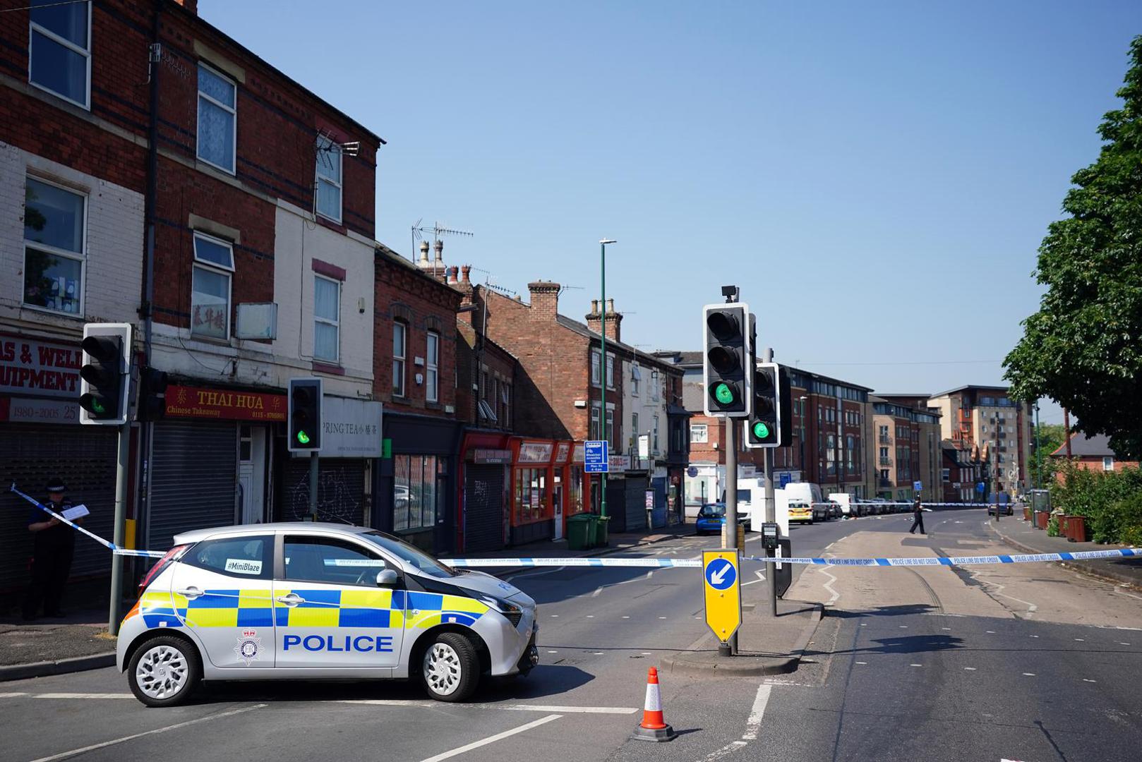 A police cordon on Ilkeston Road, Nottingham, as a 31-year-old man has been arrested on suspicion of murder after three people were killed in Nottingham city centre early on Tuesday morning. Picture date: Tuesday June 13, 2023. Photo: Zac Goodwin/PRESS ASSOCIATION