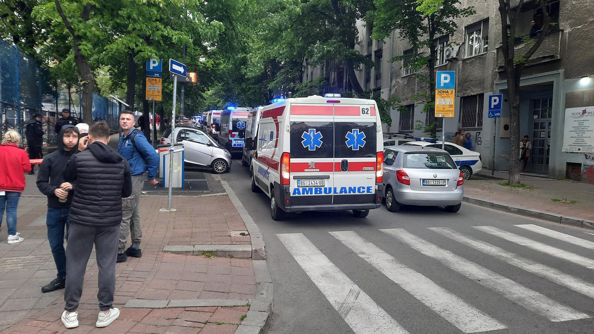 03, May, 2023, Belgrade - A student of the seventh grade of the Elementary School "Vladislav Ribnikar" is suspected to have fired a pistol at the security guard, the teacher and the students this morning. VIDEO: A.M./ATAImages.

03, maj, 2023, Beograd - Ucenik sedmog razreda Osnovne skole "Vladislav Ribnikar" kako se sumnja, pucao je jutros iz pistolja na obezbeđenje, nastavnicu i ucenike. VIDEO: A.M./ATAImages. Photo: A.M./ATA Images/PIXSELL