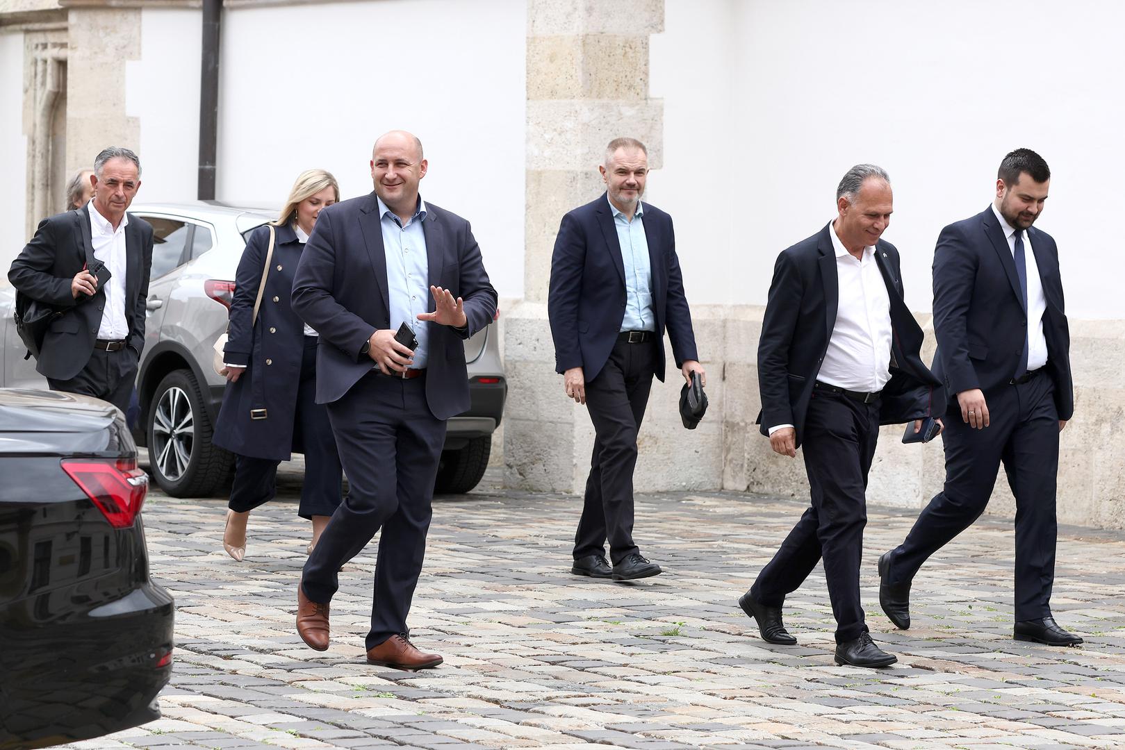 07.05.2024., Zagreb - Zastupnici nacionalnih manjina dolaze u Banske dvore na pregovore s HDZ-om o formiranju vecine.  Photo: Patrik Macek/PIXSELL