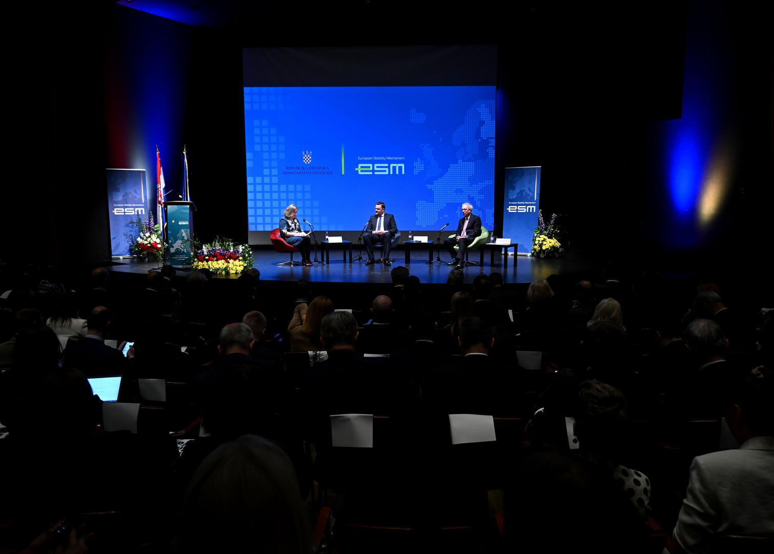 22.05.2023., Zagreb - U koncertnoj dvorani Vatroslav Lisinski predsjednik Vlade Andrej Plenkovic otvorio je konferenciju Ulazak Hrvatske u Europski stabilizacijski mehanizam kao 20. clanica. Marko Primorac, Pierre Gramenga Photo: Marko Lukunic/PIXSELL