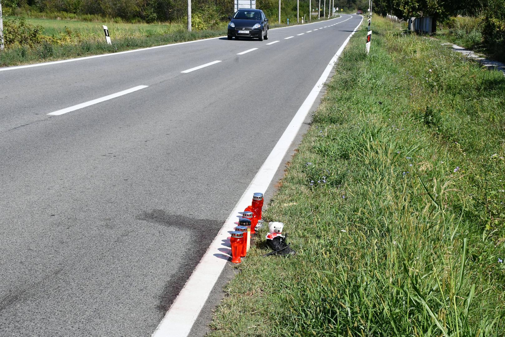 24.08.2024.,  Cage - Mjesto gdje je u petak navecer poginuo dječak (13) koji se vozio biciklom,. Na njega je automobilom naletio alkoholizirani vozac koji se udaljio s mjesta nesrece. Photo: Ivica Galovic/PIXSELL