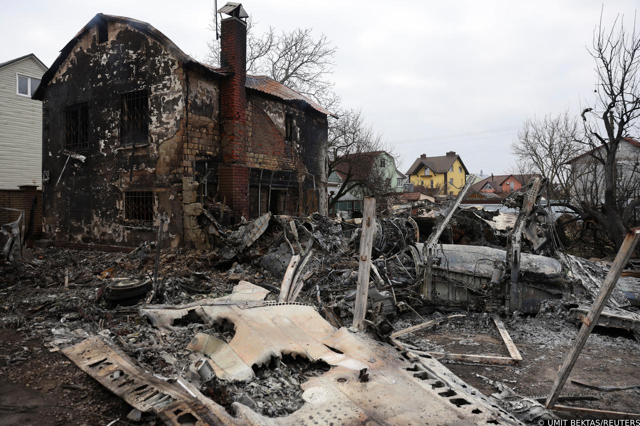 Residential areas damaged after Russia launched a massive military operation against Ukraine, in Kyiv