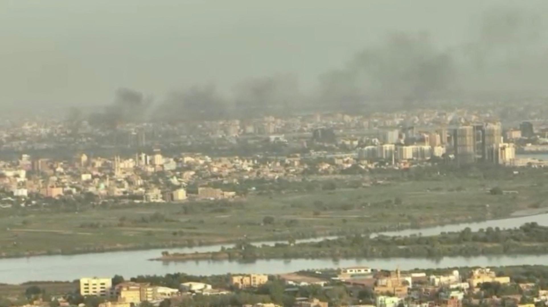 A drone view shows smoke rising over buildings a week after fighting began in North Khartoum, as seen from Omdurman, Sudan, April 22, 2023, in this still image taken from video obtained by Reuters. Reuters TV via REUTERS Photo: REUTERS TV/REUTERS