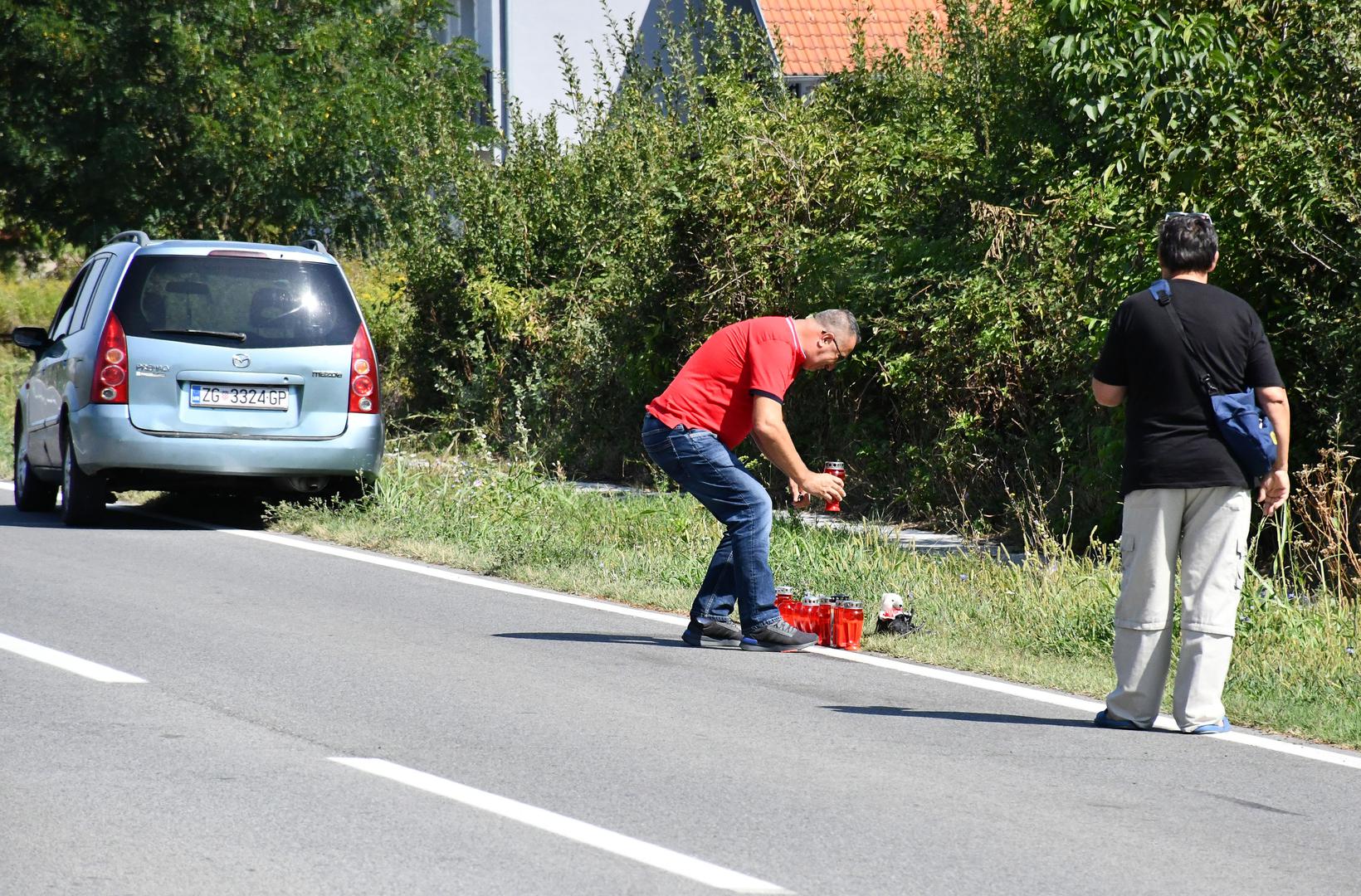 24.08.2024.,  Cage - Mjesto gdje je u petak navecer poginuo dječak (13) koji se vozio biciklom,. Na njega je automobilom naletio alkoholizirani vozac koji se udaljio s mjesta nesrece. Photo: Ivica Galovic/PIXSELL