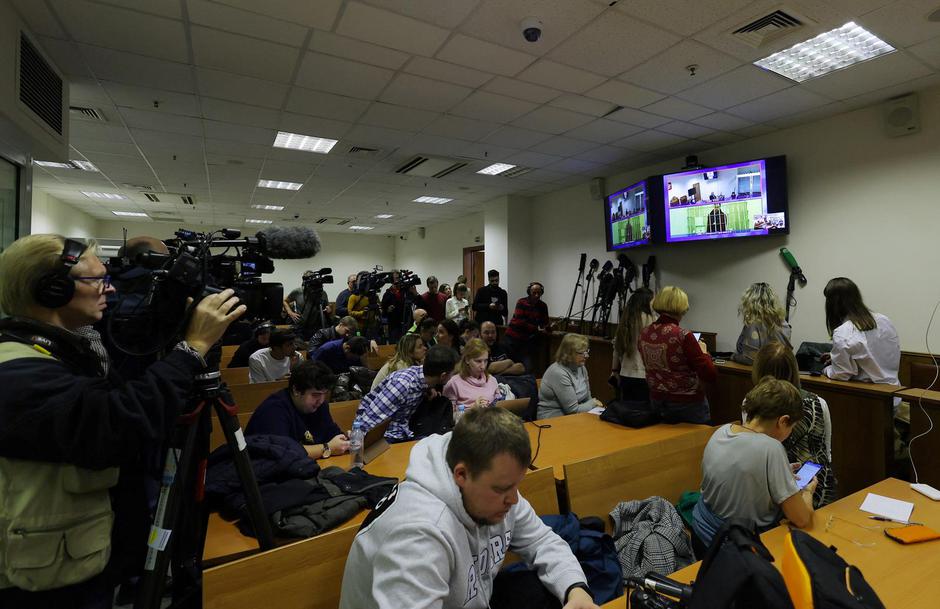 U.S. basketball player Brittney Griner appears in court via video link in Krasnogorsk