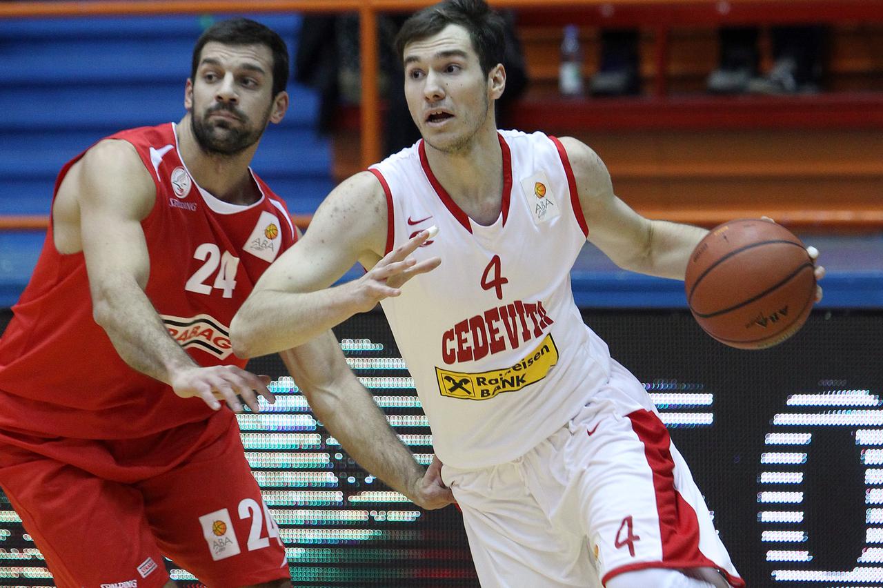 21.12.2014., Zagreb - Dom sportova, 13. kolo ABA lige: Cedevita - Szolnoki. Lovro Mazalin , Strahinja Milosevic.  Photo: Goran Jakus/PIXSELL