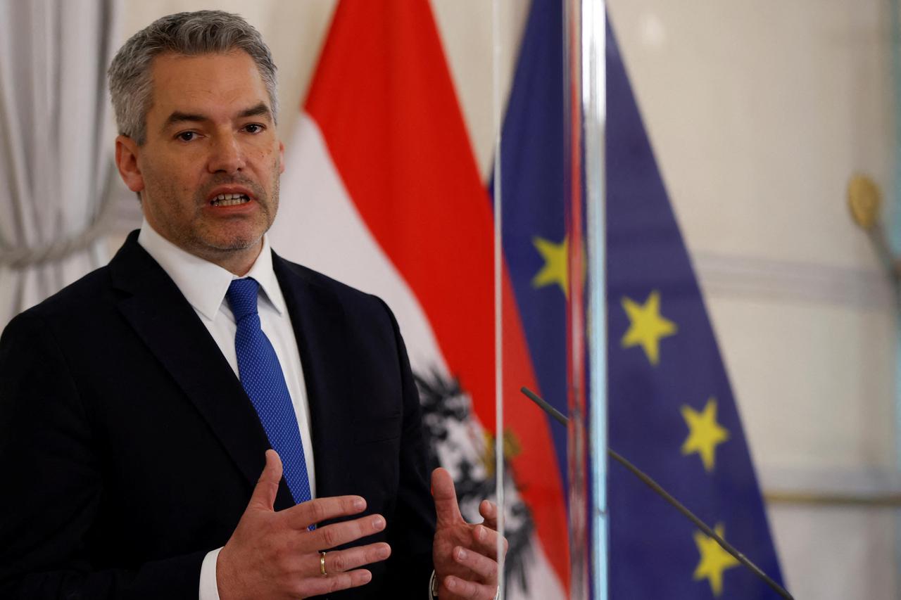 Austrian Chancellor Nehammer attends a news conference in Vienna