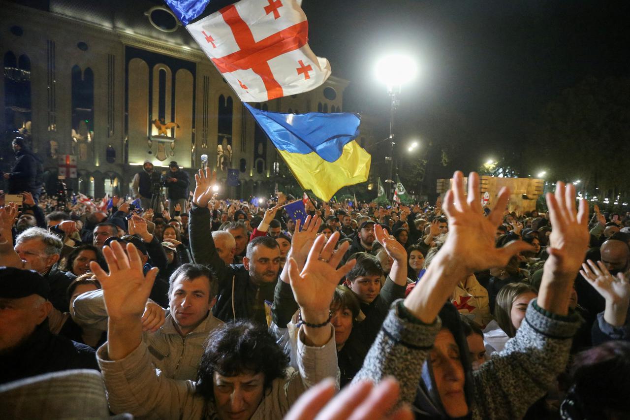 Protesters gather outside Georgian parliament after disputed election