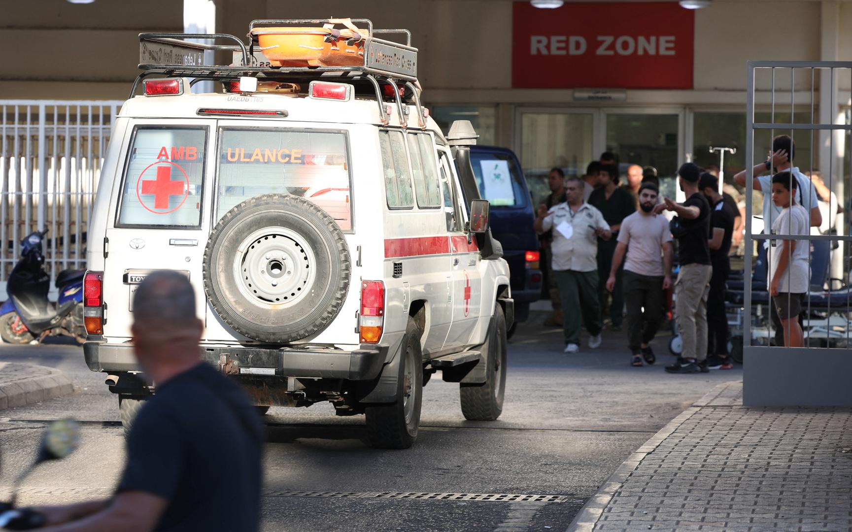 An ambulance arrives at a hospital as more than 1,000 people, including Hezbollah fighters and medics, were wounded on Tuesday when the pagers they use to communicate exploded across Lebanon, according to a security source, in Beirut, Lebanon September 17, 2024. REUTERS/Mohamed Azakir Photo: MOHAMED AZAKIR/REUTERS