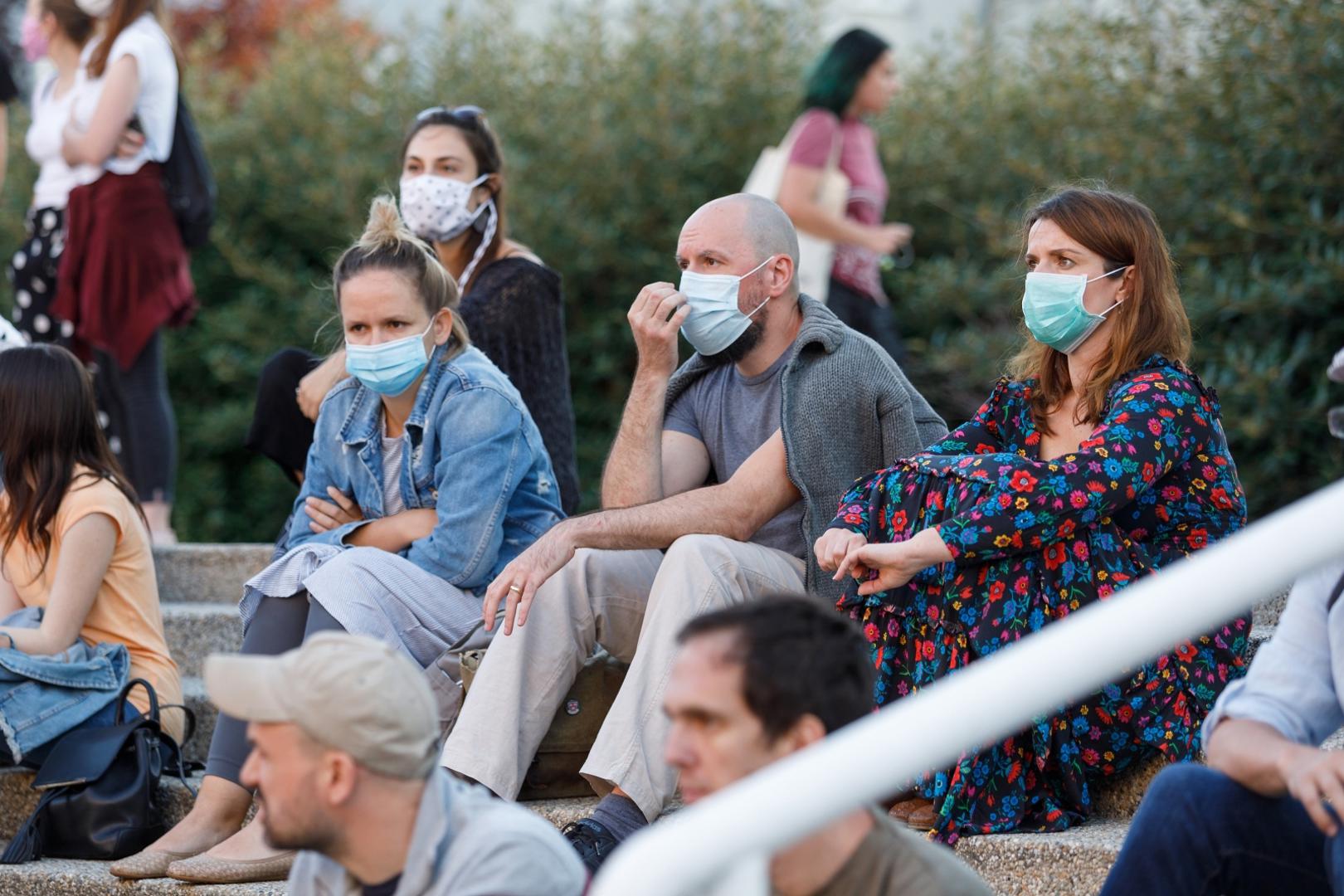 13.07.2020., Zagreb - Na parkiralistu Filozofskog fakulteta, u ulici Ivana Lucica okupili su se studenti i zaposlenici zbog smjene dekanice i postavljanja prinudne uprave na fakultetu. 
Photo: Tomislav Miletic/PIXSELL