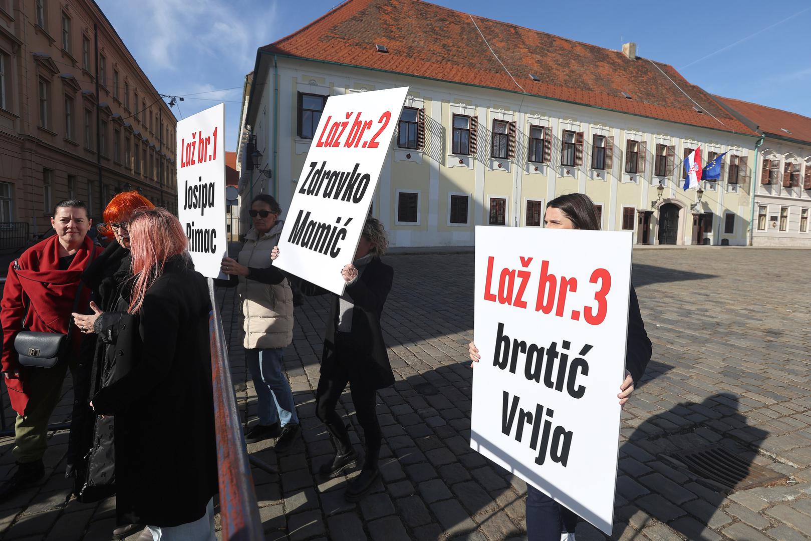 06.02.2024., Zagreb - Na konferenciji za medije stranke Mozemo odrzanoj na Trgu svetog Marka o temi "Turudiceve lazi su Plenkoviceve lazi" govorili su zastupnici stranke.
 Photo: Patrik Macek/PIXSELL