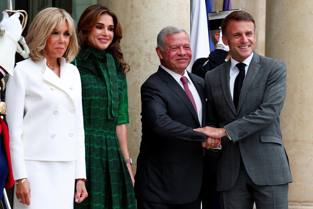 French President Macron welcomes Jordan's King Abdullah in Paris