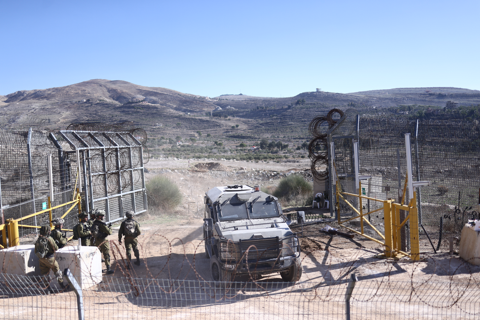 (241209) -- GOLAN HEIGHTS, Dec. 9, 2024 (Xinhua) -- Israeli troops are seen near the buffer zone in the Golan Heights, on Dec. 9, 2024. The Israeli army has seized control of areas near the border and struck strategic weapons in Syria as of Monday, according to Syrian and Israeli sources. (Photo by Jamal Awad/Xinhua) Photo: Jamal Awad/XINHUA