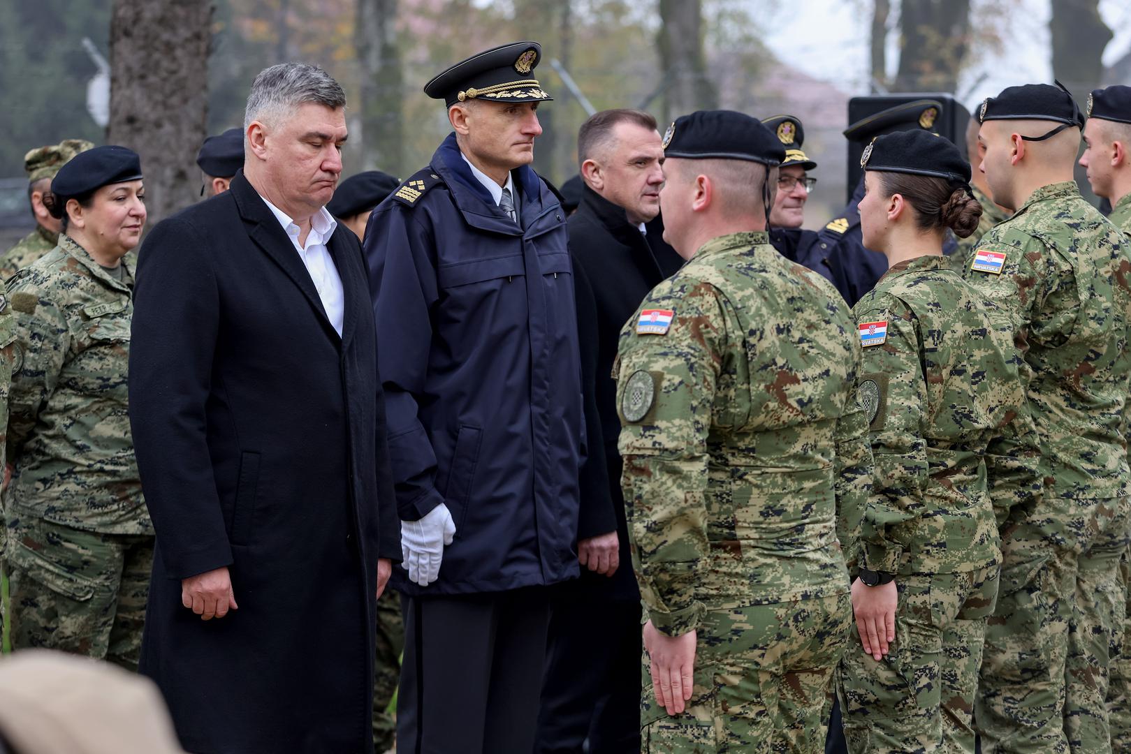 08.11.2024., Gospic - Predsjednik Republike i vrhovni zapovjednik Oruzanih snaga Republike Hrvatske Zoran Milanovic sudjelovao je na obiljezavanju 32. obljetnice ustrojavanja 9. gardijske brigade „Vukovi“ i Dana Motorizirane bojne „Vukovi“ Gardijske mehanizirane brigade Photo: Sime Zelic/PIXSELL