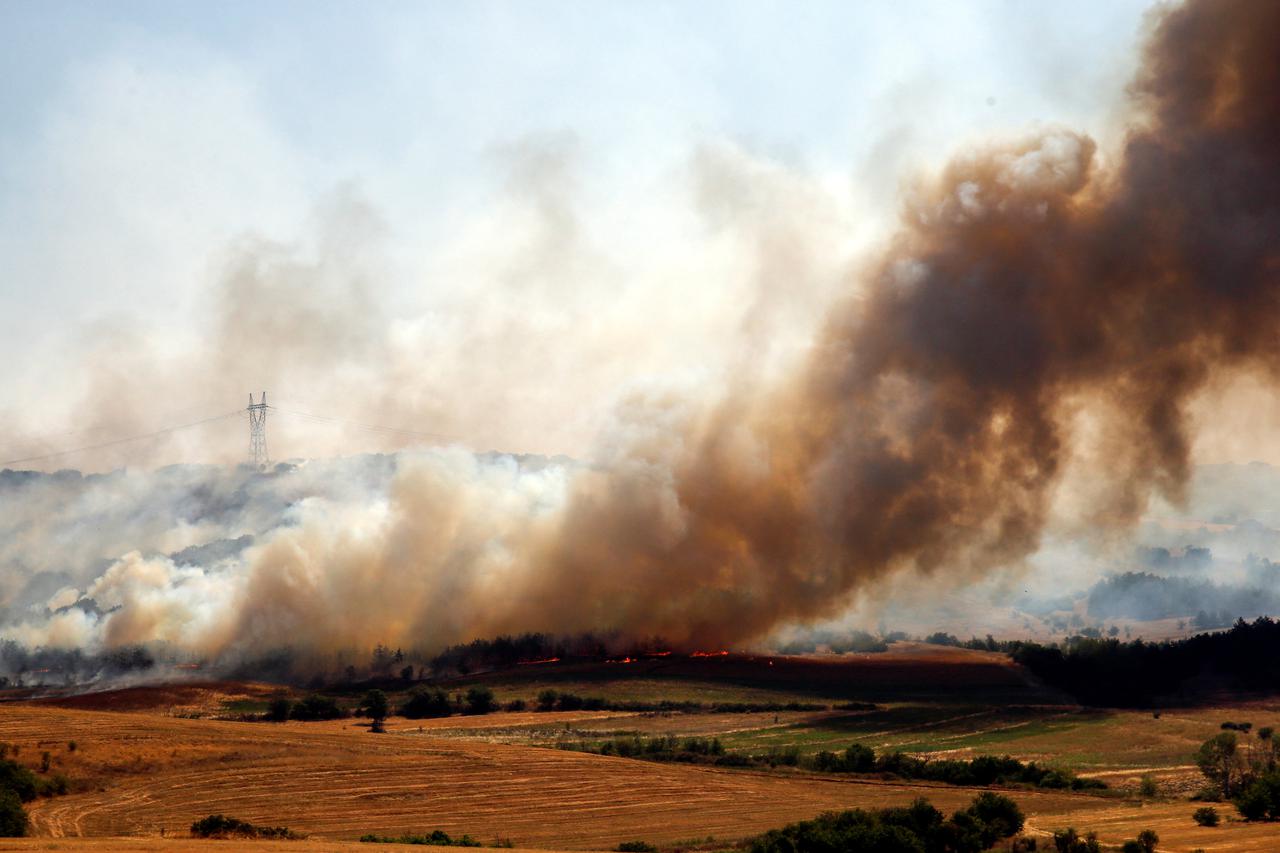 Smoke from a forest fire billows near Kumanovo