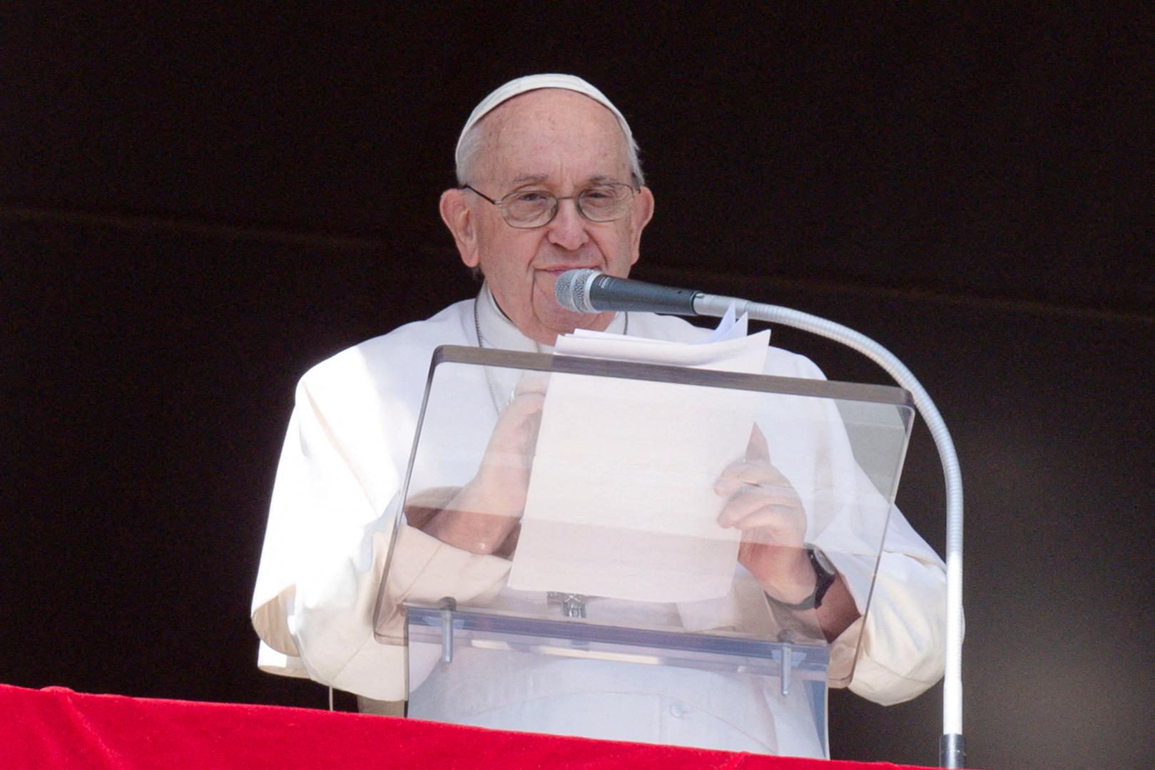 Pope Francis leads the Angelus prayer at the Vatican, March 12, 2023. Vatican Media/­Handout via REUTERS ATTENTION EDITORS - THIS IMAGE WAS PROVIDED BY A THIRD PARTY. Photo: VATICAN MEDIA/REUTERS