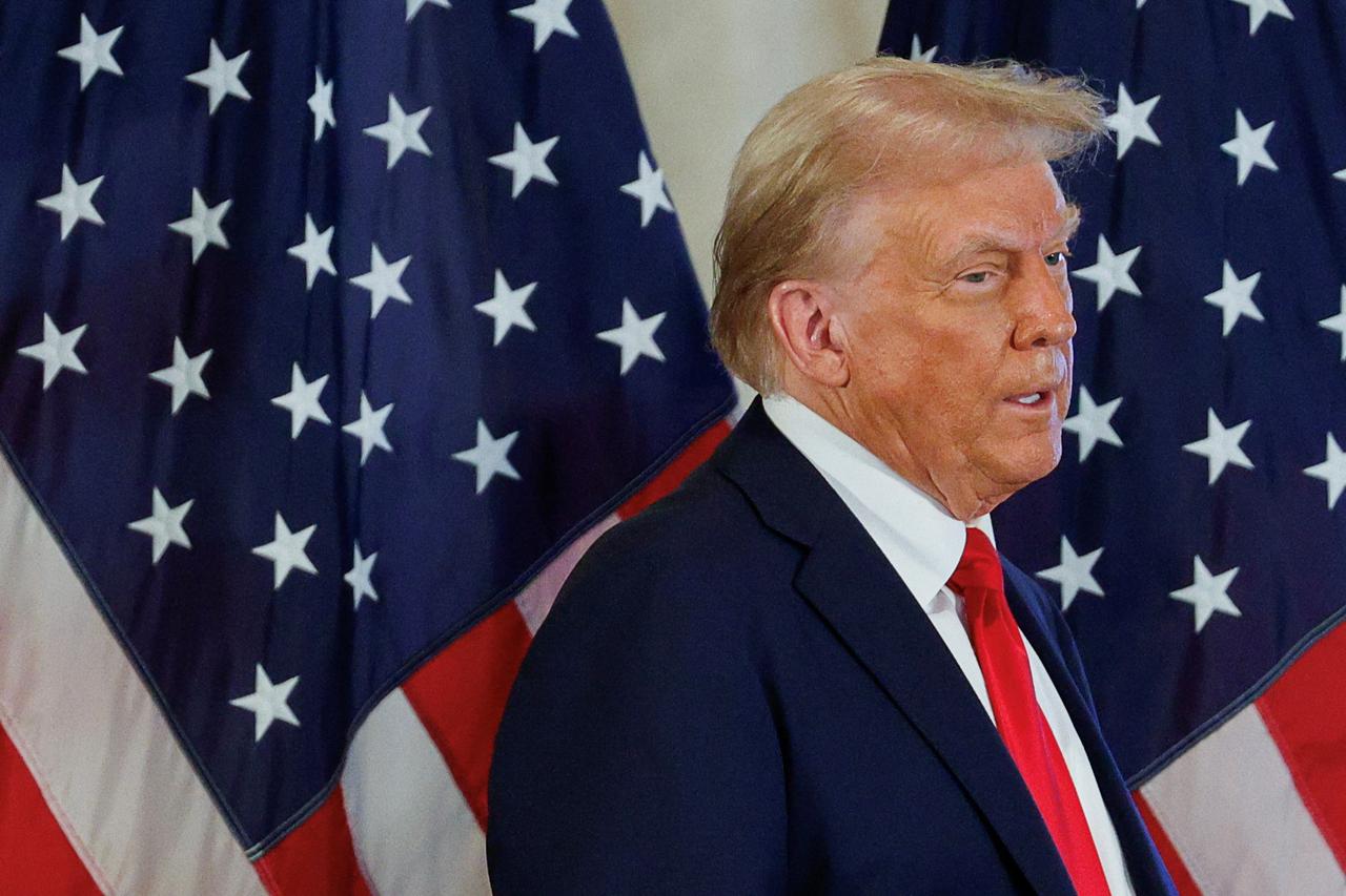 Republican presidential nominee and former U.S. President Donald Trump delivers remarks at Mar-a-Lago