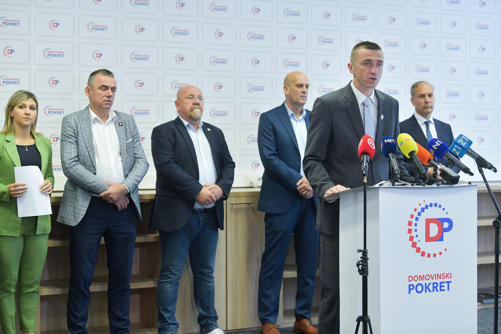 22.05.2024., Zagreb- Ivan Penava, predsjednik Domovinskog pokreta, odrzao je konferenciju za medije na kojoj je predstavio kandidate Domovinskog pokreta za nadolazece izbore za Europski parlament. Photo: Sandra Simunovic/PIXSELL