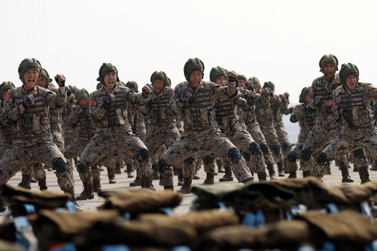 North Korean leader Kim Jong Un guides the training of the Korean People's Army's air and amphibious combat units