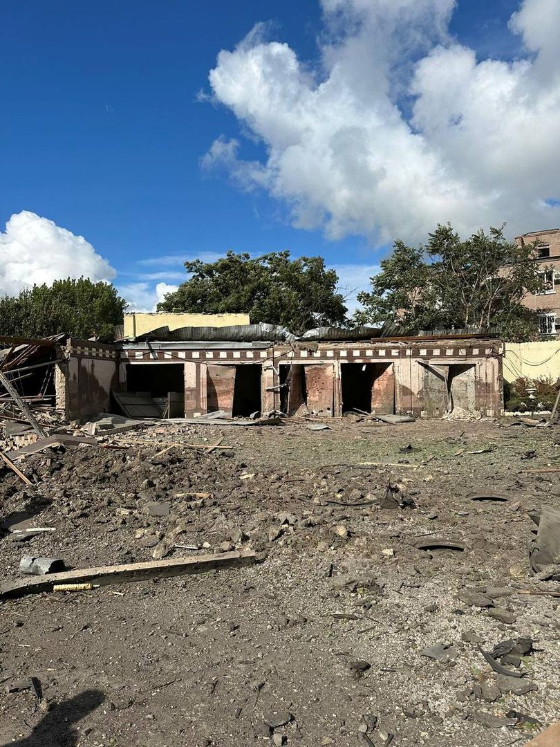 View of the site of the blast in the central of Taganrog, Russia July 28, 2023.  Telegram channel of Vasily Golubev, Governor of the Rostov region/Handout via REUTERS  ATTENTION EDITORS - THIS IMAGE WAS PROVIDED BY A THIRD PARTY. NO RESALES. NO ARCHIVES. MANDATORY CREDIT Photo: VASILY GOLUBEV/REUTERS