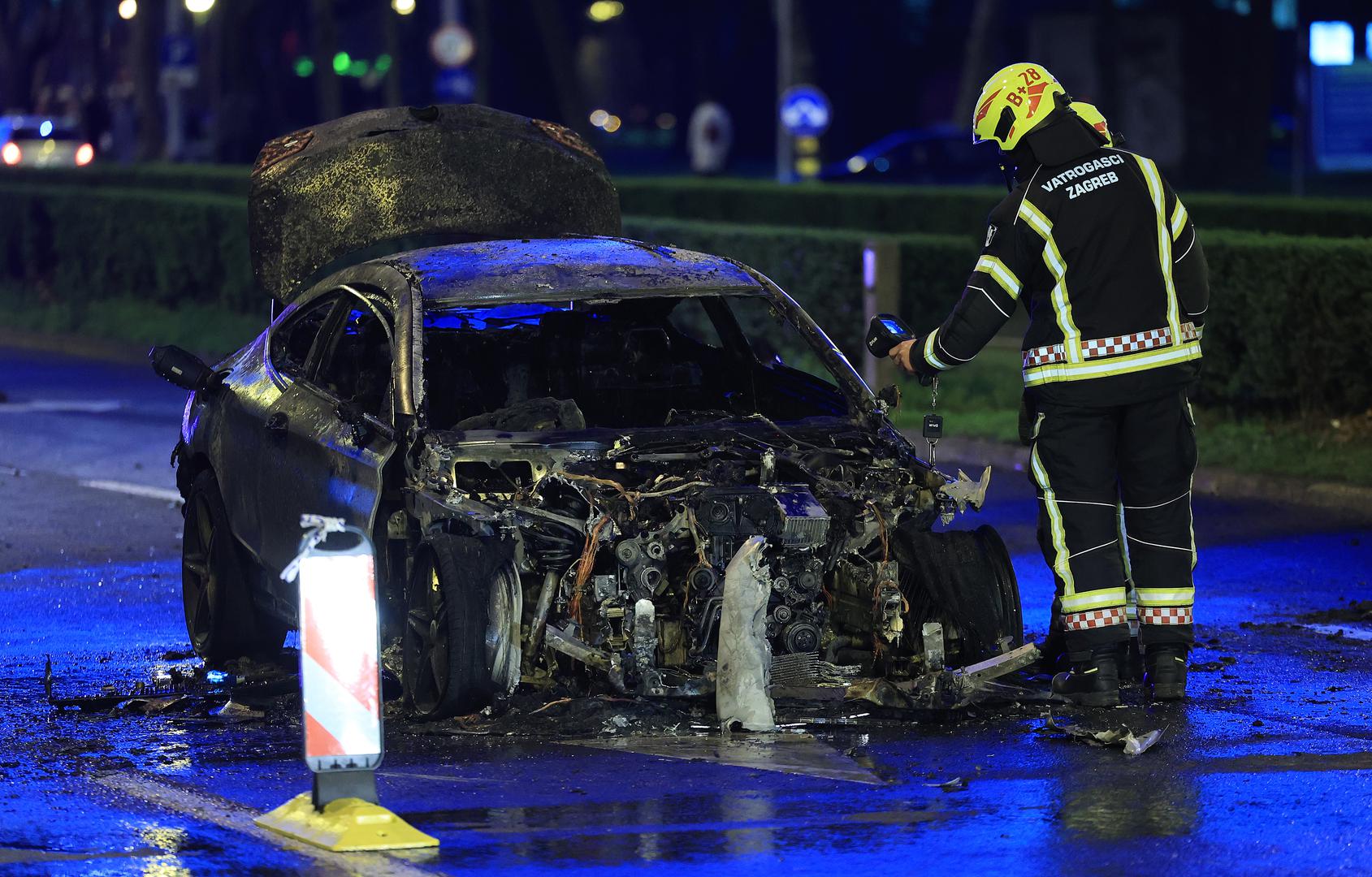 13.03.2024., Zagreb - Vatrogasci ugasili pozar osobnog automobila u Vukovarskoj ulici kod krizanja s Heuinzlovom. Photo: Marko Prpic/PIXSELL