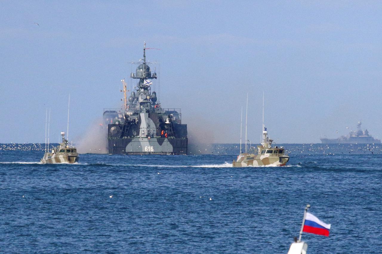 A view shows the Russian Navy's vessels near Sevastopol