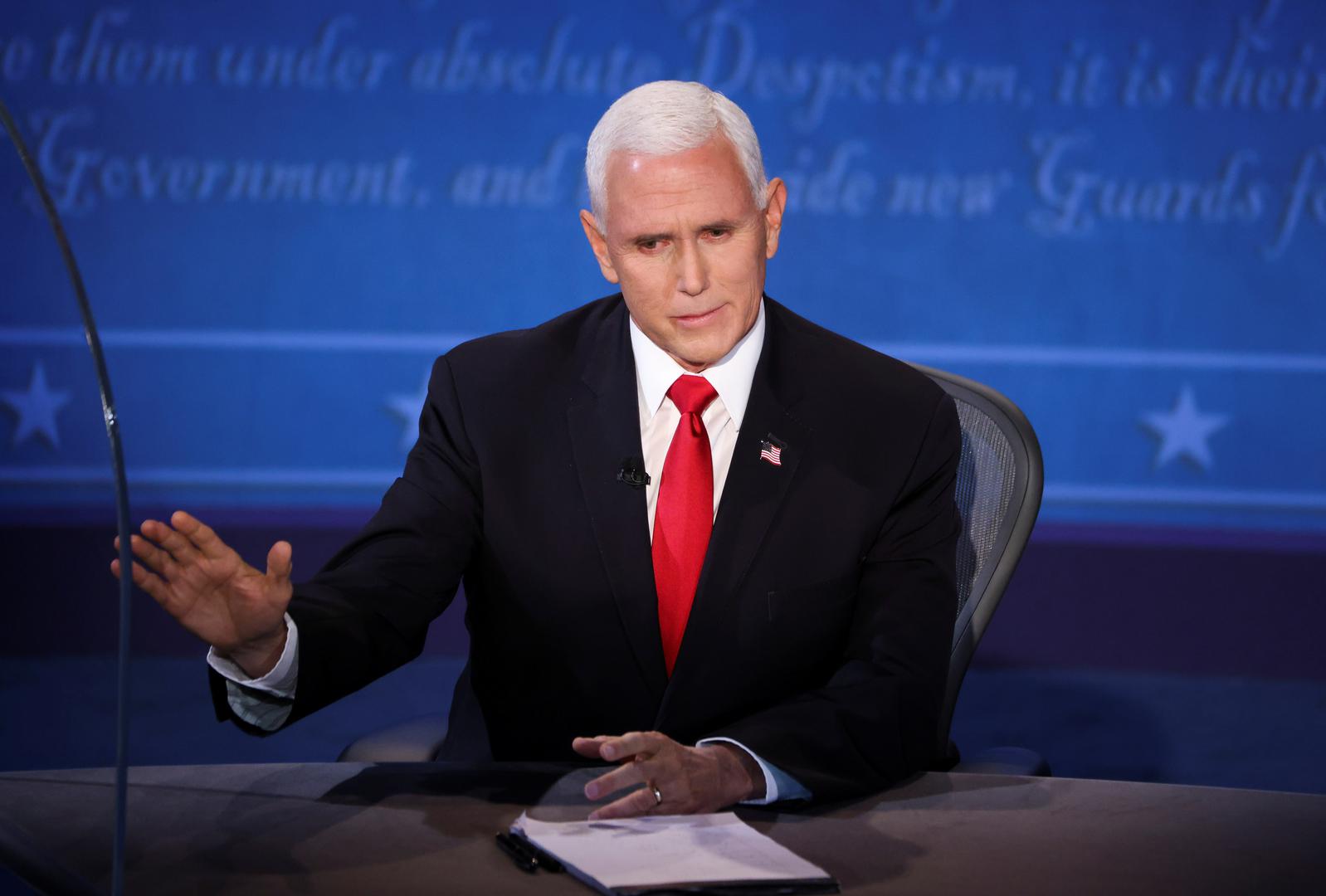 Democratic vice presidential nominee Senator Kamala Harris and U.S. Vice President Mike Pence participate in their 2020 vice presidential campaign debate in Salt Lake City U.S. Vice President Mike Pence speaks during the 2020 vice presidential campaign debate with Democratic vice presidential nominee Senator Kamala Harris held on the campus of the University of Utah in Salt Lake City, Utah, U.S., October 7, 2020. REUTERS/Lucy Nicholson LUCY NICHOLSON