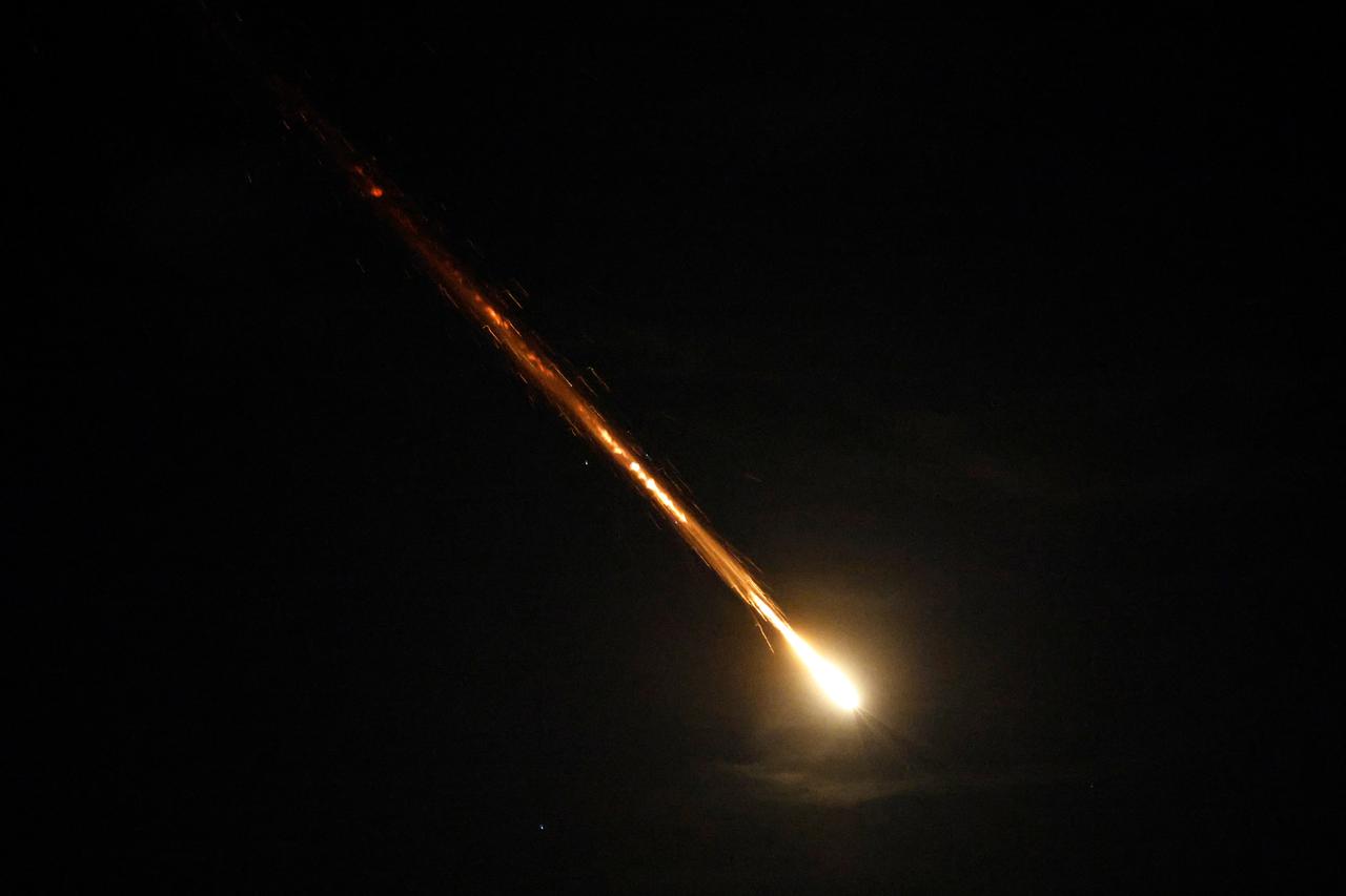 Israel's Iron Dome anti-missile system intercepts rockets, as seen from Ashkelon