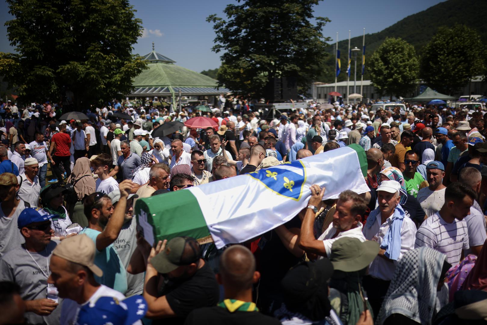 11.07.2024., Potocari, Bosna i Hercegovina - U Memorijalnom centru Srebrenica-Potocari obiljezena 29. godisnjica genocida nad Bosnjacima "Sigurne zone UN-a" Srebrenica, te je klanjana dzenaza i obavljen ukop za 14 nevinih zrtava genocida u Srebrenici. Photo: Armin Durgut/PIXSELL