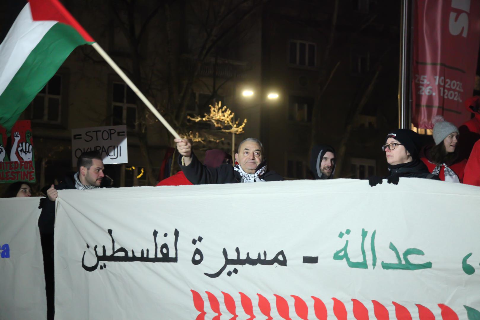 13.1.2024., Trg zrtava fasizma, Zagreb - U sklopu medjunarodnog dana akcije za trajni prekid vatre u Pojasu Gaze, na Trgu zrtava fasizma organiziran je skup pod nazivom “Zivot, sloboda, pravda - mars za Palestinu”. Photo: Luka Batelic/PIXSELL