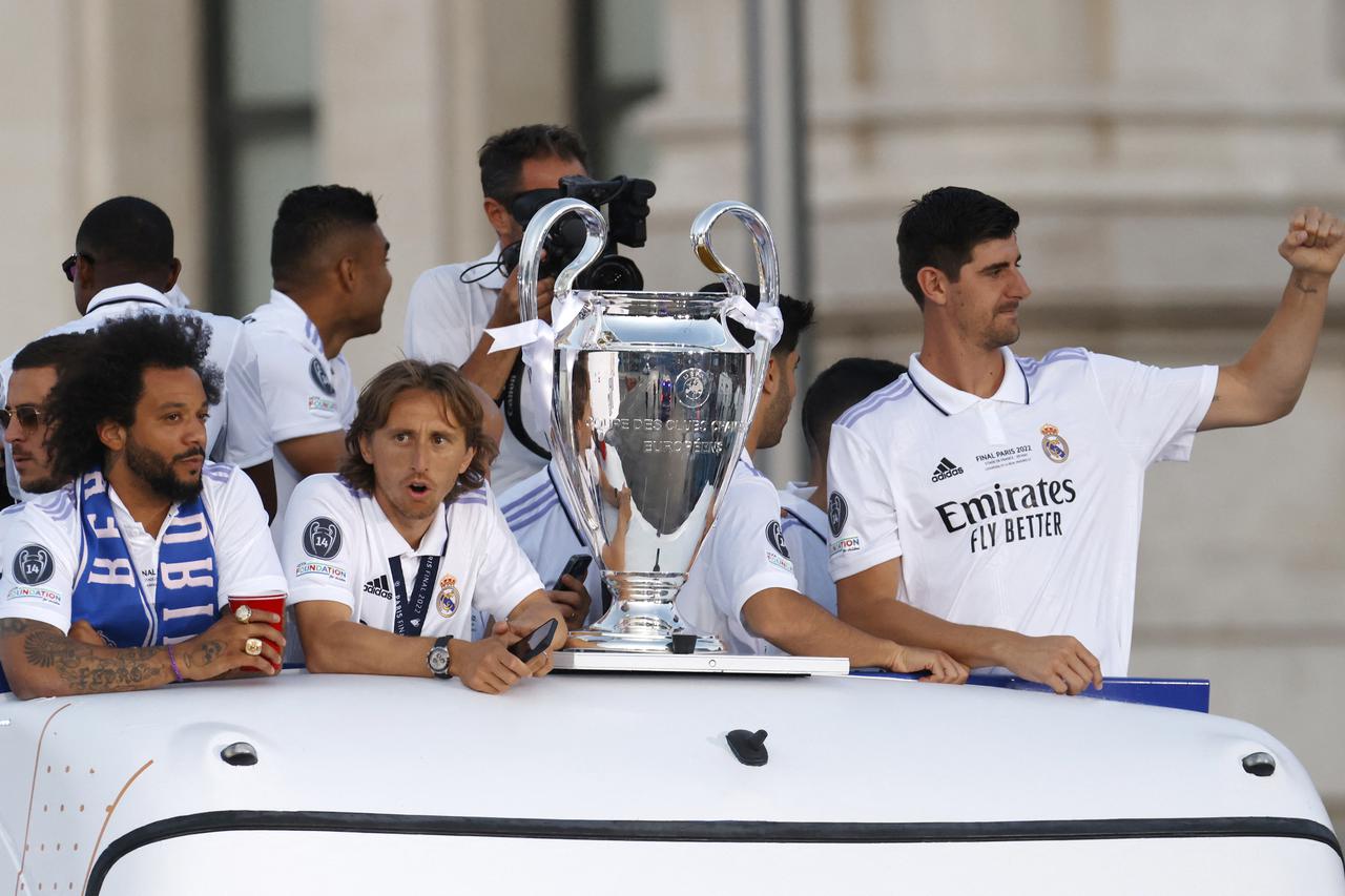 Real Madrid celebrate winning the Champions League Final with an open top bus parade