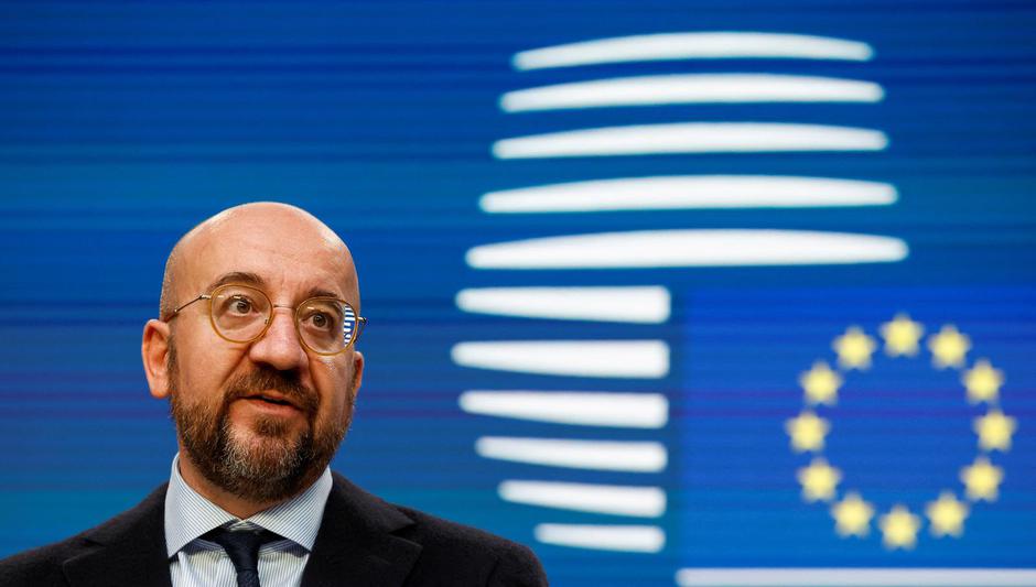 European Council President Charles Michel holds a news conference, in Brussels