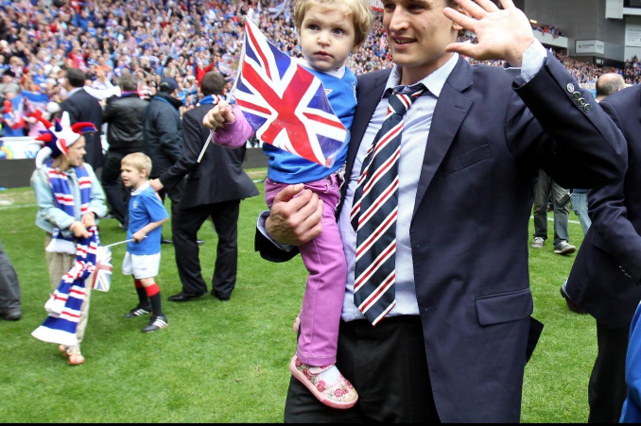 'Rangers player Nikica Jelavic during the Clydesdale Bank Scottish Premier League winners celebrations at Ibrox, Glasgow. Photo: Press Association/Pixsell'