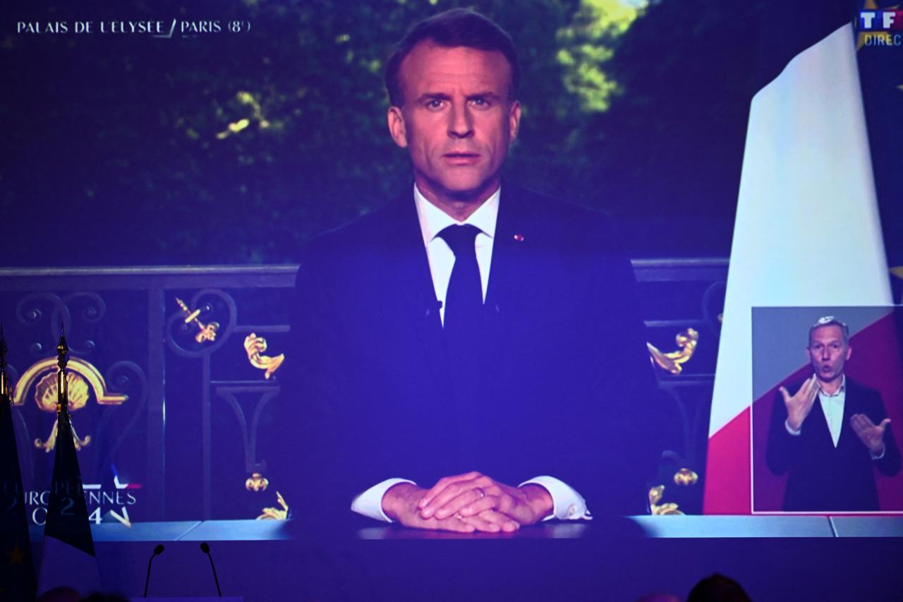 Macron Delivers a Speech After Results European Parliament election - Paris