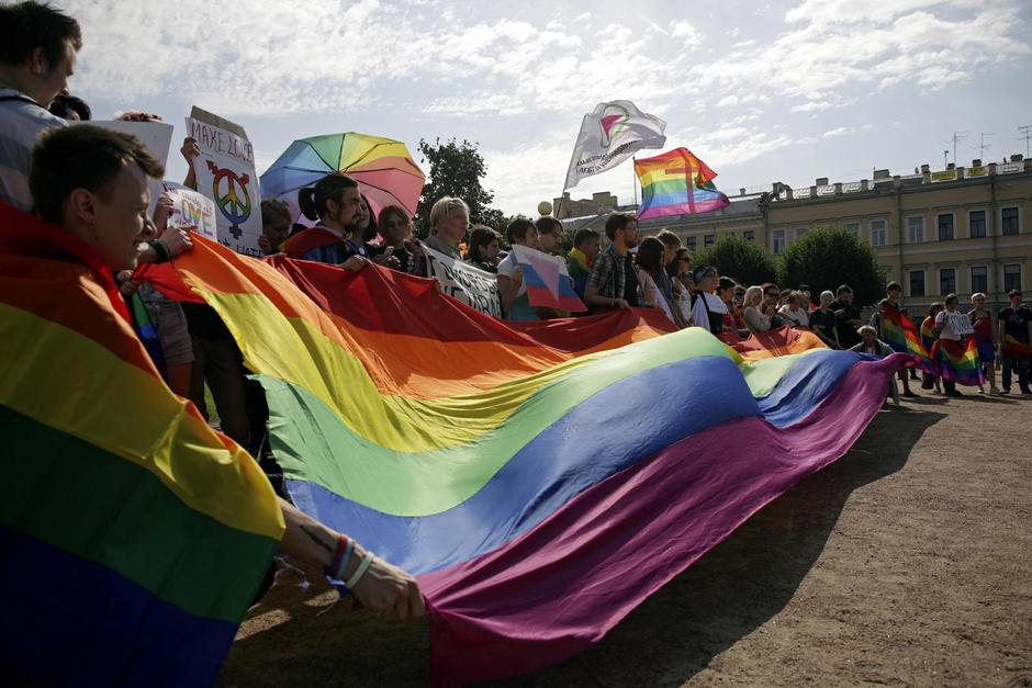 FILE PHOTO: People take part in the LGBT (lesbian, gay, bisexual, and transgender) community rally "VIII St.Petersburg Pride" in St. Petersburg