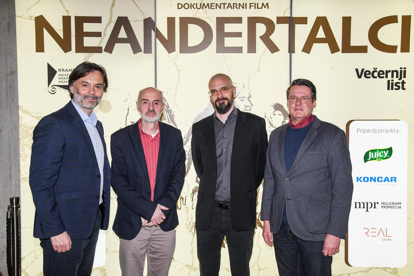 27.02.2023., Krapina -  Premijera filma "Neandertalci" u produkciji Vecernjeg lista u Muzeju krapinskih neandertalaca. Drazen Klaric, Ivor Karavanic, Marin Penavic, Ivor Jankovic Photo: Josip Regovic/PIXSELL