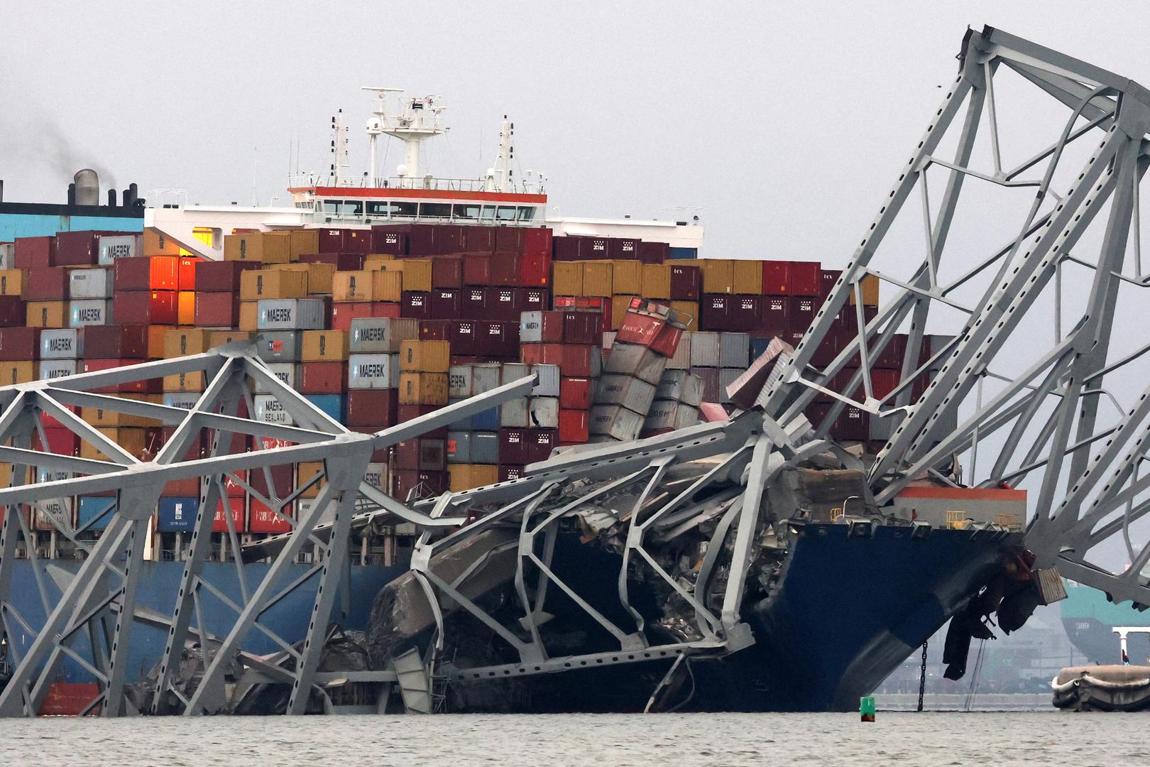 A view of the Dali cargo vessel which crashed into the Francis Scott Key Bridge causing it to collapse in Baltimore, Maryland, U.S., March 27, 2024. REUTERS/Mike Segar Photo: MIKE SEGAR/REUTERS