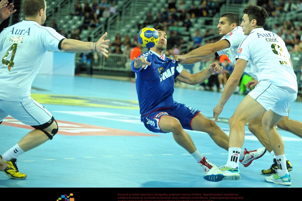 '08.10.2011., Arena Zagreb, Zagreb - 2. kolo Velux Rukometna Liga Prvaka: Croatia Osiguranje Zagreb - HC Bosna BH Gas Sarajevo. David Spiler.  Photo: Goran Stanzl/PIXSELL'