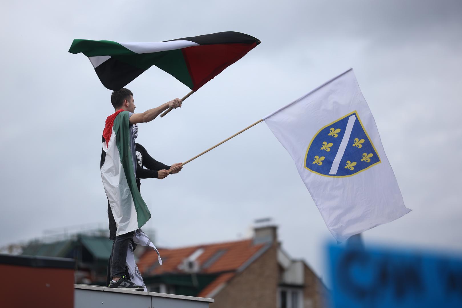 22.10.2023., Sarajevo, Bosna i Hercegovina - Prosvjed podrske Palestinskom narodu odrzan je u Sarajevu. Photo: Armin Durgut/PIXSELL