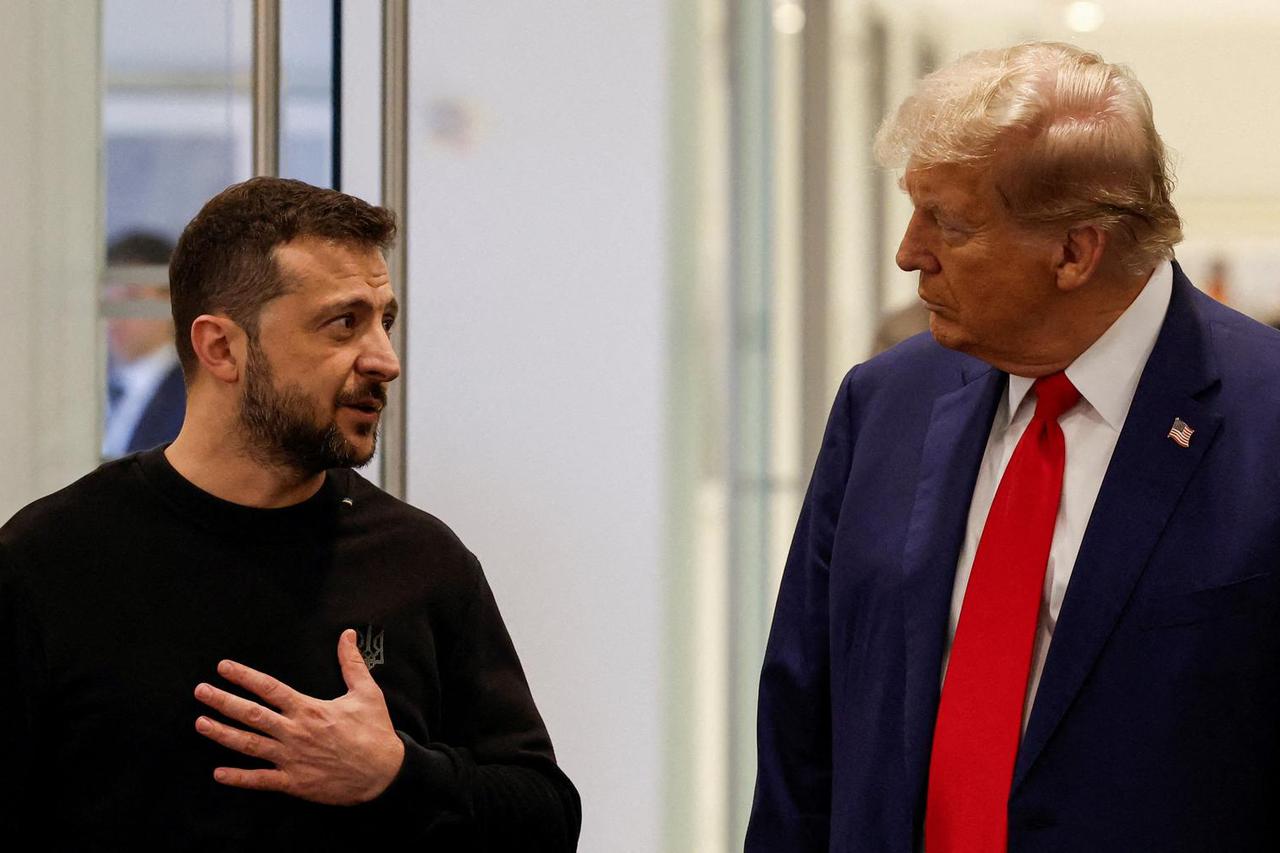 Republican presidential nominee and former U.S. President Donald Trump and Ukraine's President Volodymyr Zelenskiy meet in New York