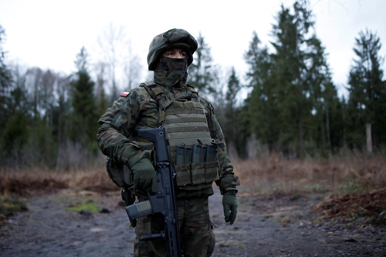 Polish soldiers from 18th Mechanized Division guard Poland's border with Belarus as a part of the operation 'Secure Podlasie'