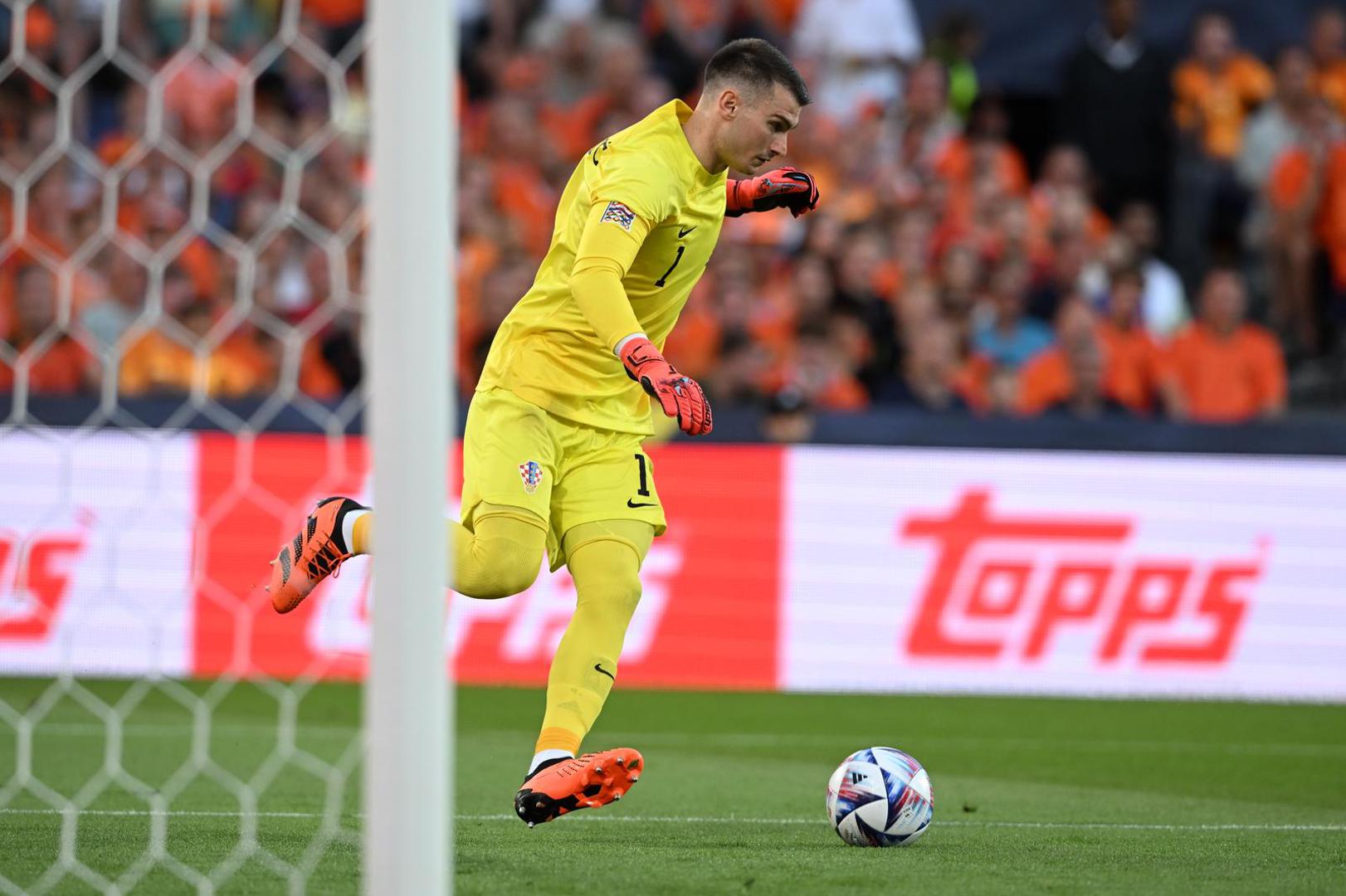 14.06.2023., stadion Feyenoord "De Kuip", Rotterdam, Nizozemska - UEFA Liga Nacija, polufinale, Nizozemska - Hrvatska. Dominik Livakovic Photo: Marko Lukunic/PIXSELL